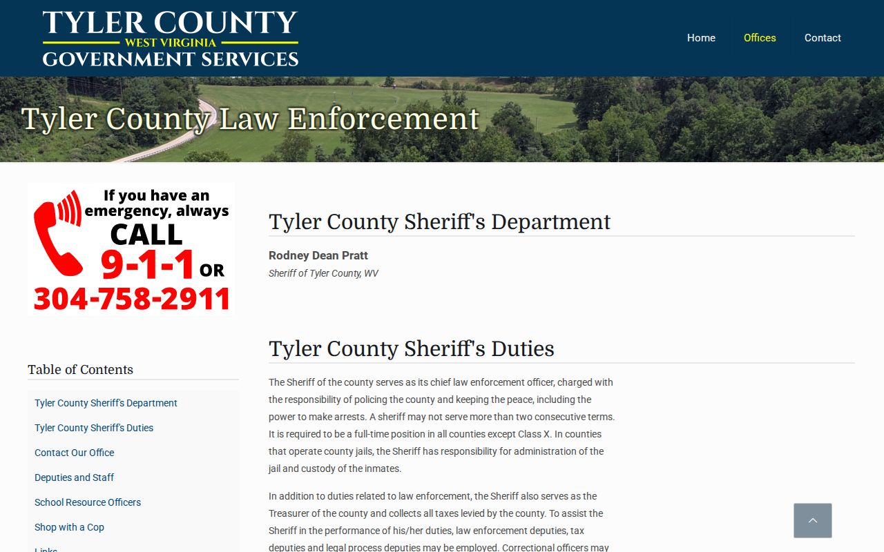 Tyler County arrest-record source page